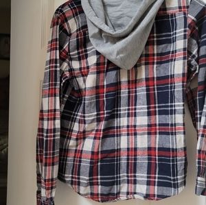 Ladies Medium Flannel Shirt with Gray Hoodie
